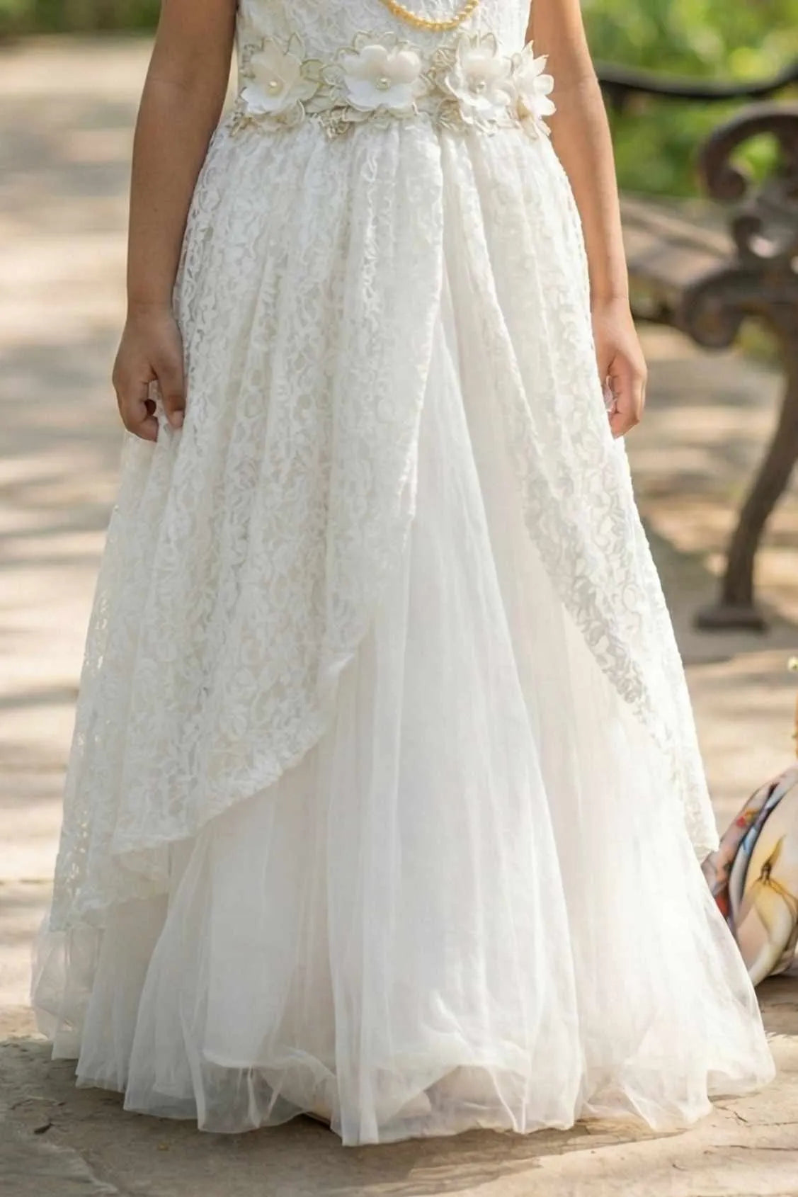 Ivory Lace Party Gown For Girls