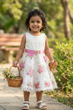 White Floral Party Dress For Girls