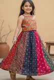 Multicolor Bandhani Printed And Floral Embroidered Lehenga Choli for Girls