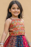 Multicolor Bandhani Printed And Floral Embroidered Lehenga Choli for Girls