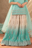 Pista Green Mirror Work And Embroidery Palazzo Set For Girls