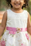 White Floral Party Dress For Girls