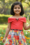 Red Off-Shoulder Gown For Girls