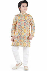 Ethnic Multicolor Printed Kurta Set For Boys