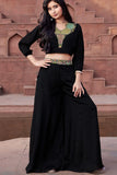 Designer Black Palazzo Set With Multicolor Thread Embroidery for Girls