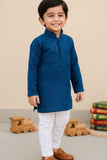 Blue Kurta Set with Sequins Embroidery For Boys