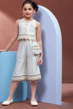 Girls Off-White Set with Sleeveless Top And Culottes