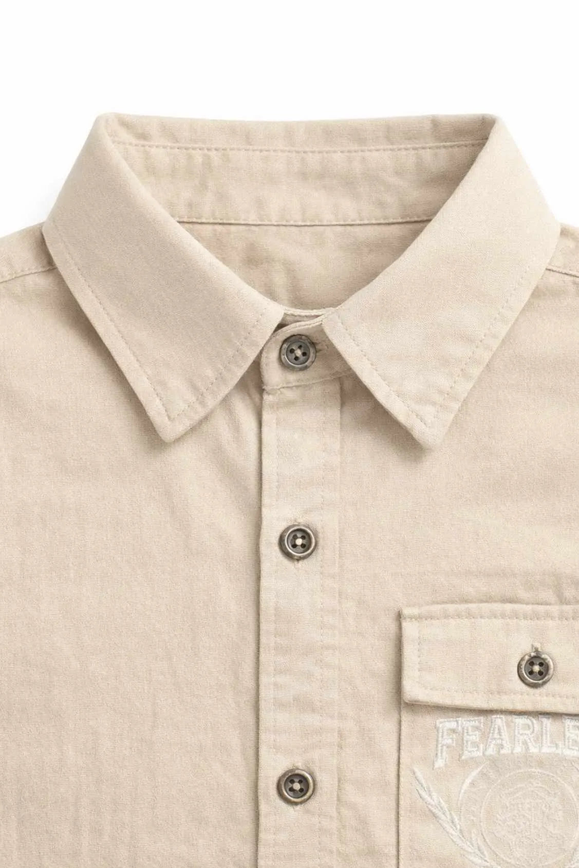 Beige Printed Cotton Shirt for Boys