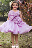 Lilac Statement Floral Party Wear Frock for Girls
