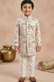 Elegant Boys Cream Jodhpuri Suit With Embroidered Woven Ethnic Motifs