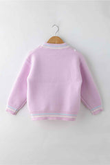 Lavender Pullover With Bow Embroidery For Girls