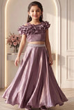 Lavender Ruffle Lehenga Choli Set for Girls