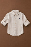 Boys Beige Striped Full Sleeve Casual Shirt
