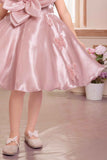 Elegant Peach Floral And Butterfly Embellished Frock For Girls