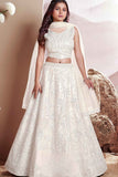 Cream Sequins Work And Thread Work Lehenga Choli For Girls