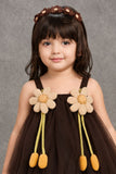 Brown Frock With Playful 3D Floral Applique