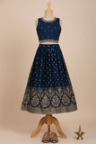 Navy Blue With Gold Embroidered Lehenga Choli for Girls