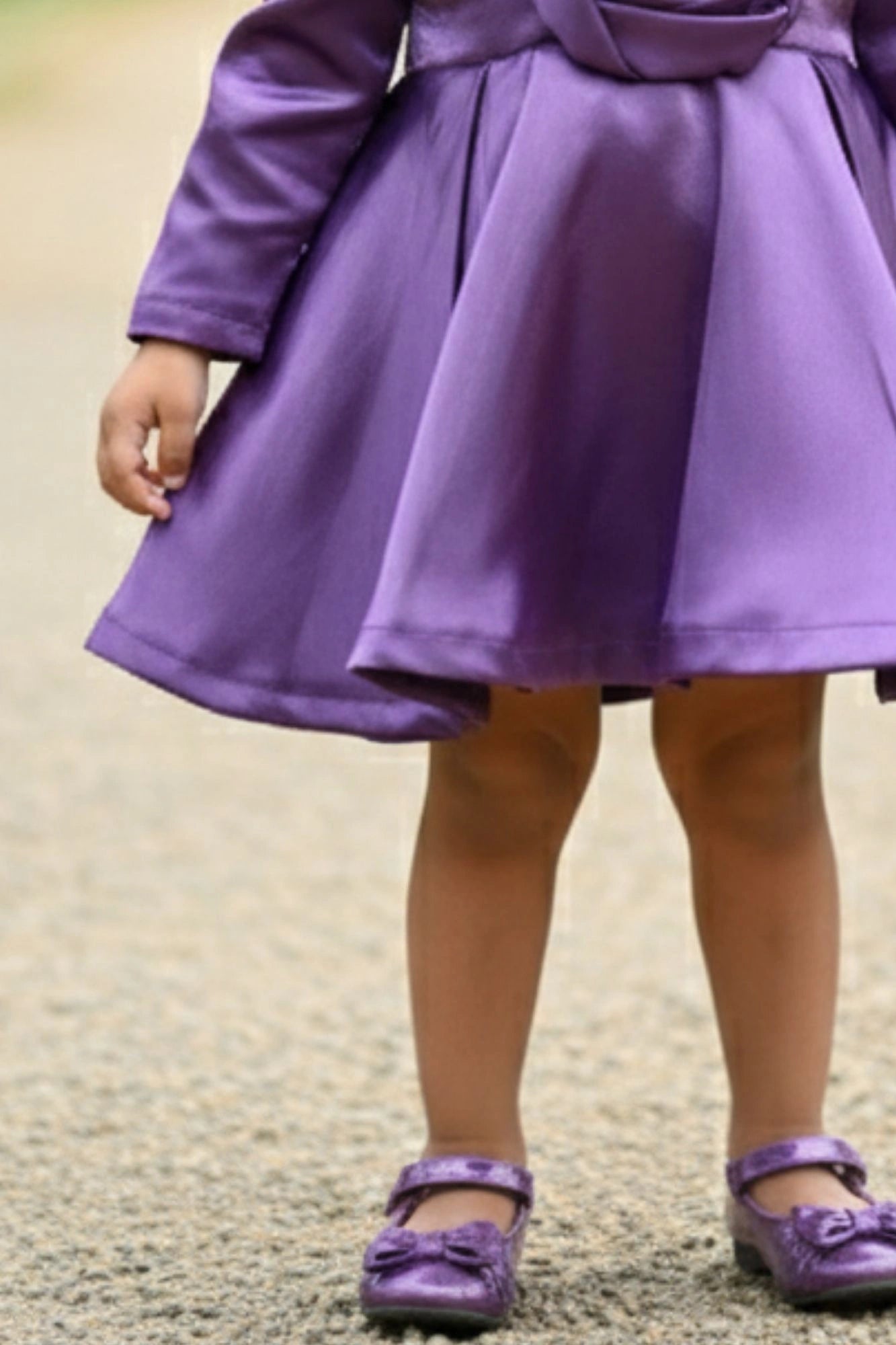 Elegant Purple Party Frock with Center Flower Detail For Girls