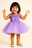 Lavender Tulle Party Dress with Satin Bow For Girls
