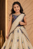 Purple Patchwork Lehenga Choli with Attached Dupatta for Girls