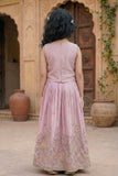 Elegant Lavender Floral Embroidered Lehenga Choli Set For Girls