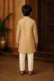 Boys Ethnic Cream Crushed Tissue Embriodered Kurta Pajama Set