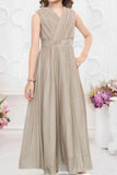 Grey Shimmer Party Gown For Girls