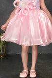 Pink Party Frock with Oversized 3D Flower Applique For Girls