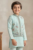 Firozi Embroidered Kurta Set with Nehru Jacket For Boys