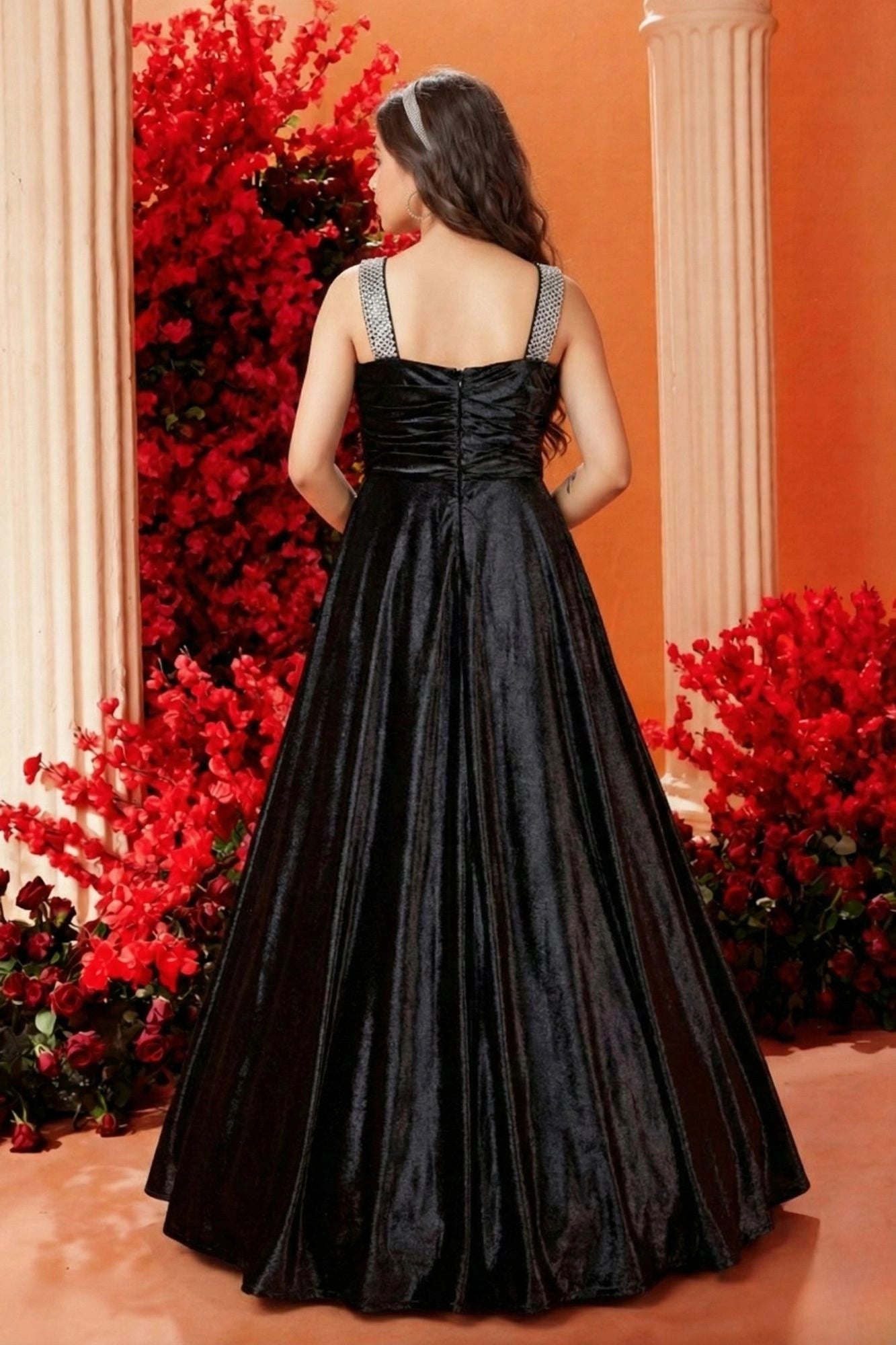 Designer Black Shimmer Embellished Ballroom Gown For Girls – Lagorii Kids