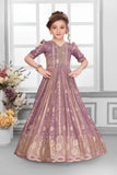 Mauve Embroidered Anarkali Gown For Girls