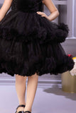 Black Frock With Floral Embellishment For Girls