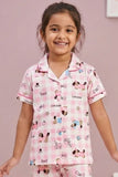 Girls Pink Puppy Print Night Suit Set