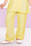 Lemon Yellow Embroidered Casual Co-ord Set for Girls