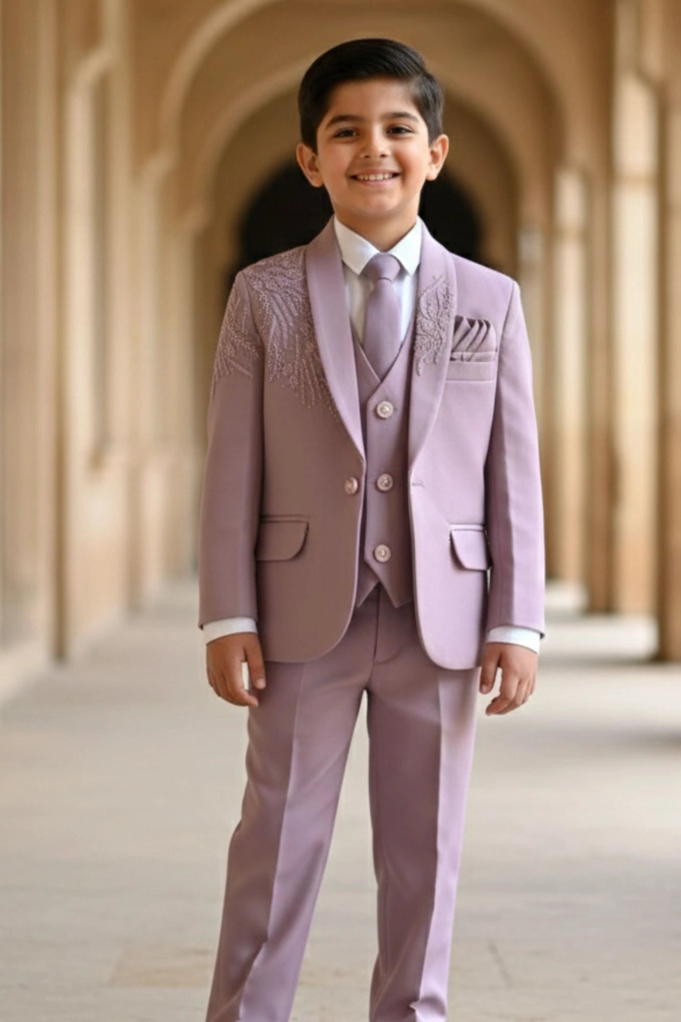 Lavender Premium 5-Piece Suit Set For Boys
