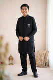 Boys Black Kurta Pajama Set with Nehru Jacket