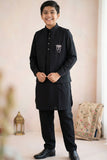 Boys Black Kurta Pajama Set with Nehru Jacket