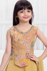 Girls Gold Floral Sequin Embellished Palazzo Set