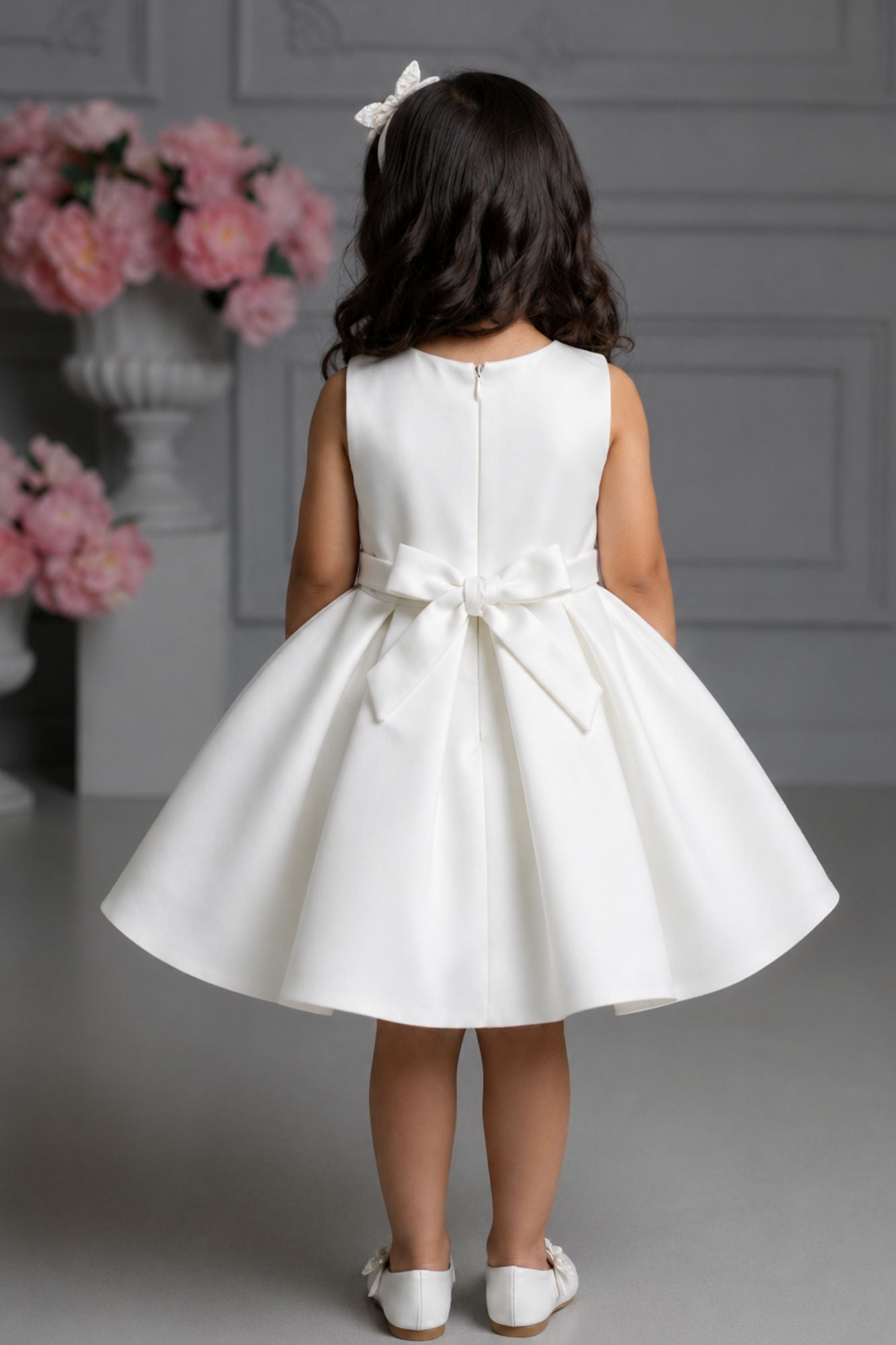 Girls White Butterfly Embellished Party Wear Frock