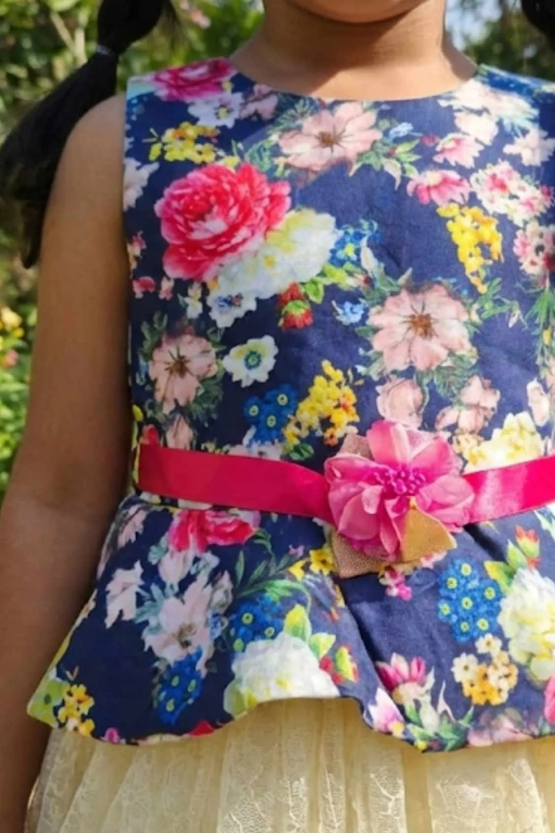 Multicolor Floral Printed Frock For Girls