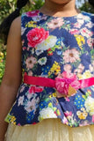 Multicolor Floral Printed Frock For Girls