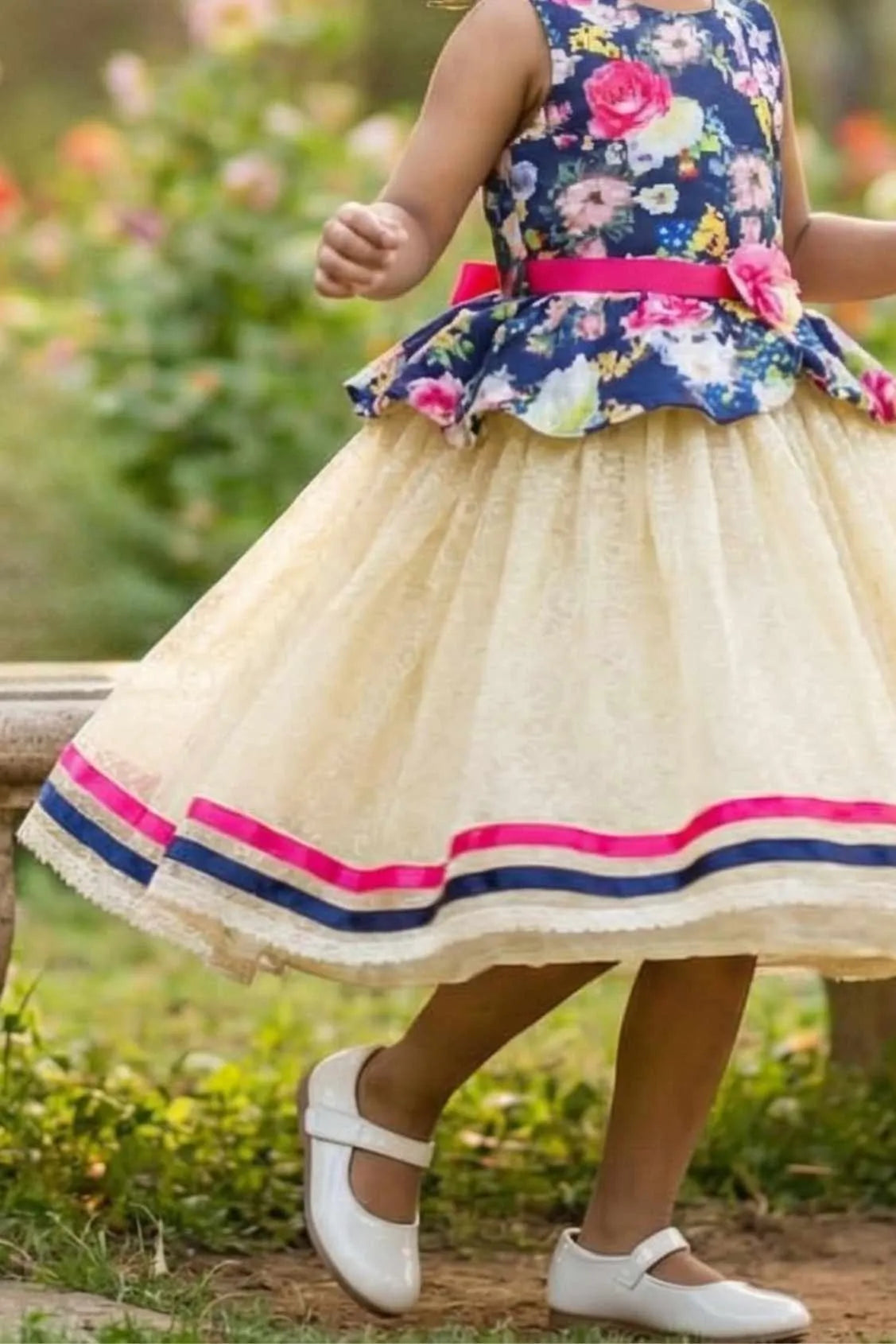 Multicolor Floral Printed Frock For Girls