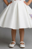 Girls White Butterfly Embellished Party Wear Frock