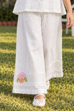 Girls White With Multicolour Floral Embroidered Co-Ord Set