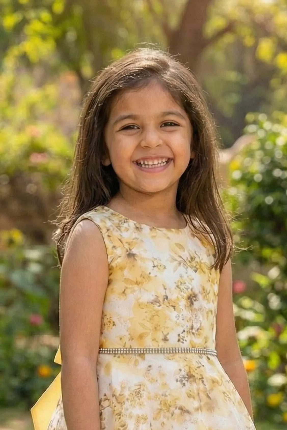 Yellow Floral Frock For Girls