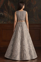 Elegant Grey Embellished Lehenga Choli Set for Girls