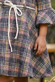 Grey Checkered Frock For Girls