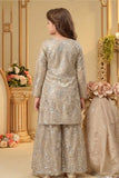 Fawn Embroidered Kurti Sharara Set With Dupatta for Girls