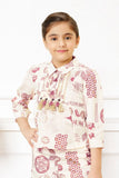 Ethnic Print Co-ord Set with Tassel Detail – Off-White And  Maroon For Girls