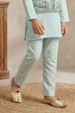 Firozi Embroidered Kurta Set with Nehru Jacket For Boys
